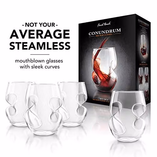 Final Touch Conundrum Red Wine Glasses, Set of 4, 473ml, Transparent – 5