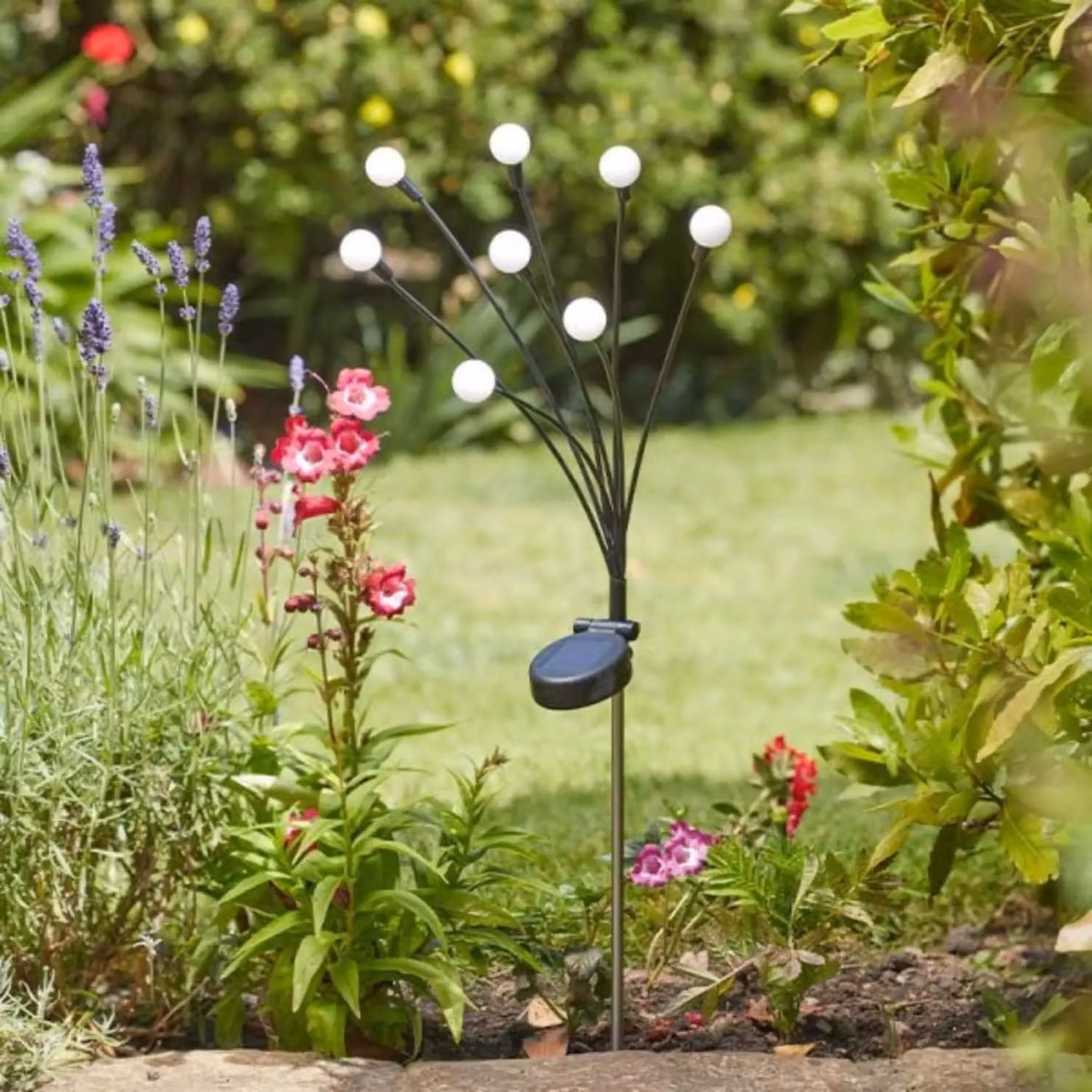Marco Paul Solar 8 Stem LED Garden Stake Light with Warm White Sphere in Black – 2