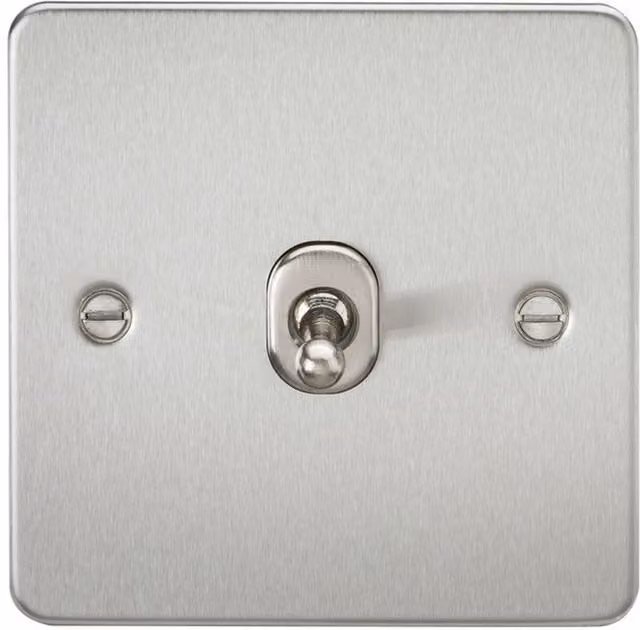 Knightsbridge Flat Plate 10AX 1G Intermediate Toggle Switch in Brushed Chrome