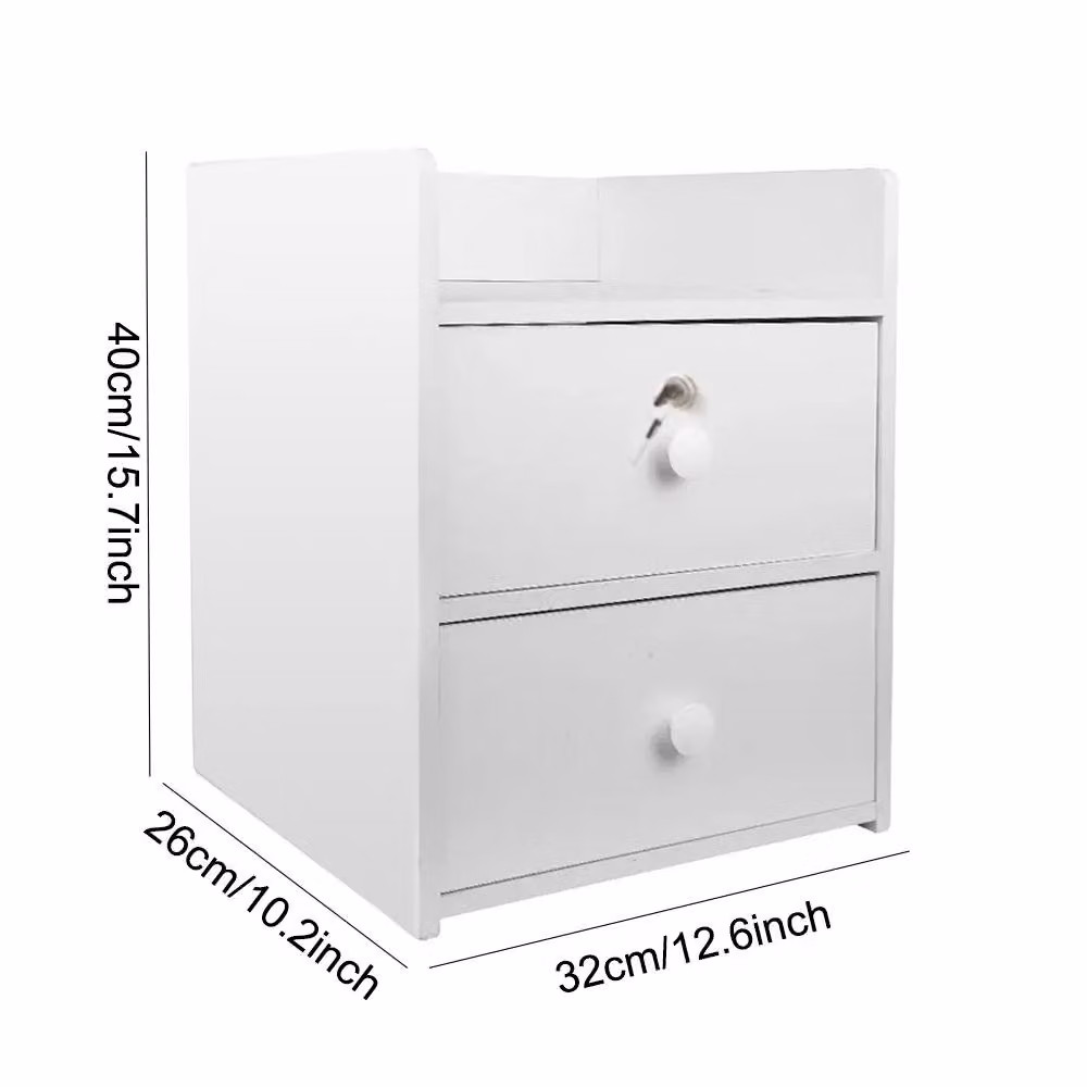 FORGEVIO S White Wooden Bedside Cabinet with 2 Drawers – 2