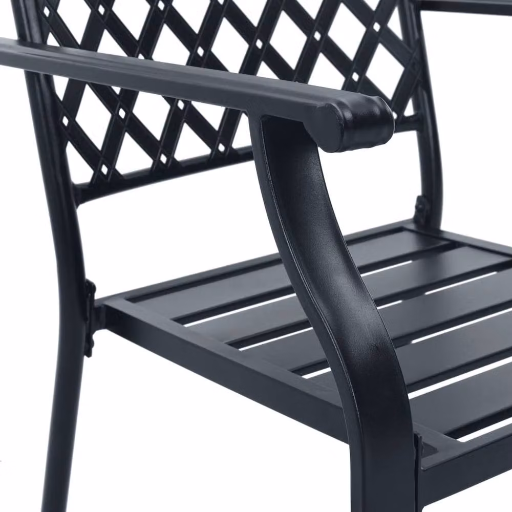 Berkfield Home Set of 2 Stackable Industrial Outdoor Chairs in Matt Black Steel – 4