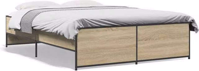 Berkfield Home Sonoma Oak Bed Frame in Beige, Small Double, W/D/H: 120 x 200 cm
