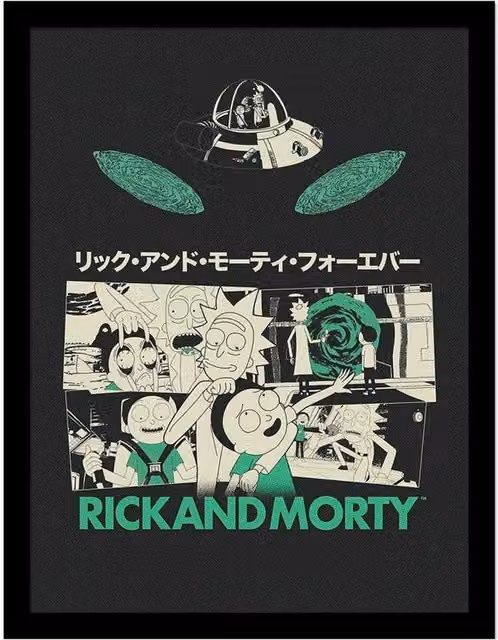 Rick & Morty Framed Paper Poster in Green