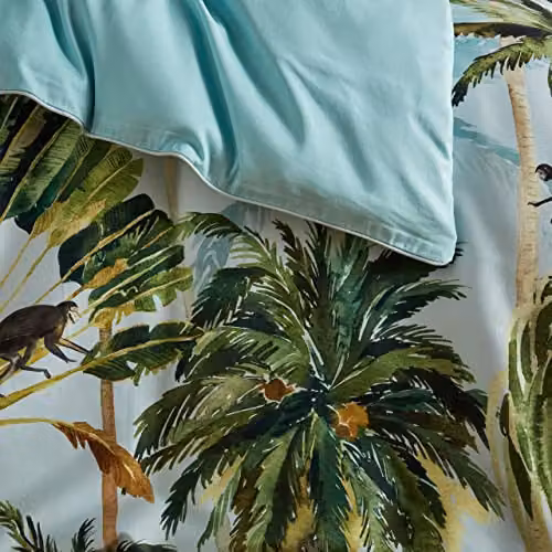Paoletti Forsteriana Palms Reversible Watercolour Tropical Jungle Floral Duvet Cover Set, Multicolour Blue and Green, W: 180 cm x L: 200 cm – 2