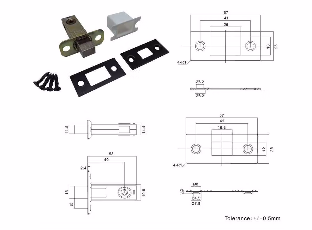Forgeworks Matt Black Extra Short Thin Frame Bathroom Bolt 40mm – 2