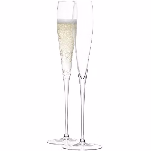 LSA International Grand Champagne Flute Set of 2, Transparent Glass, 100 ml