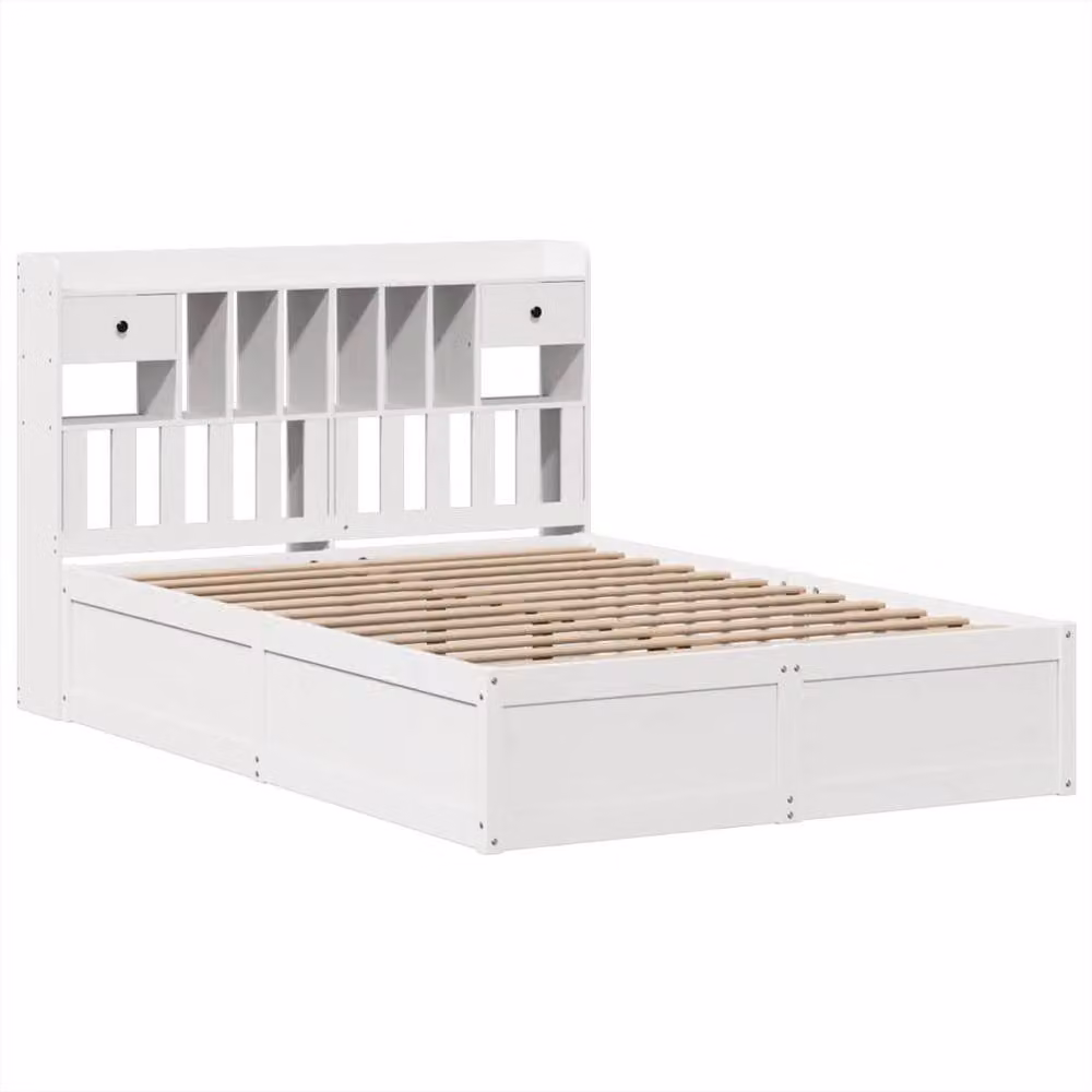 Berkfield Home White Solid Wood Pine Bed Frame with Drawers W/D/H: 140 x 190 cm – 2