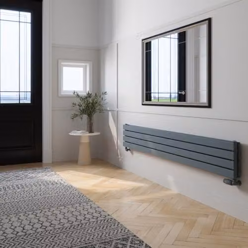 UK Radiators Typhoon Axis Anthracite Horizontal Designer Double Panel Steel Radiator W: 180 cm, H: 27.2 cm – 3