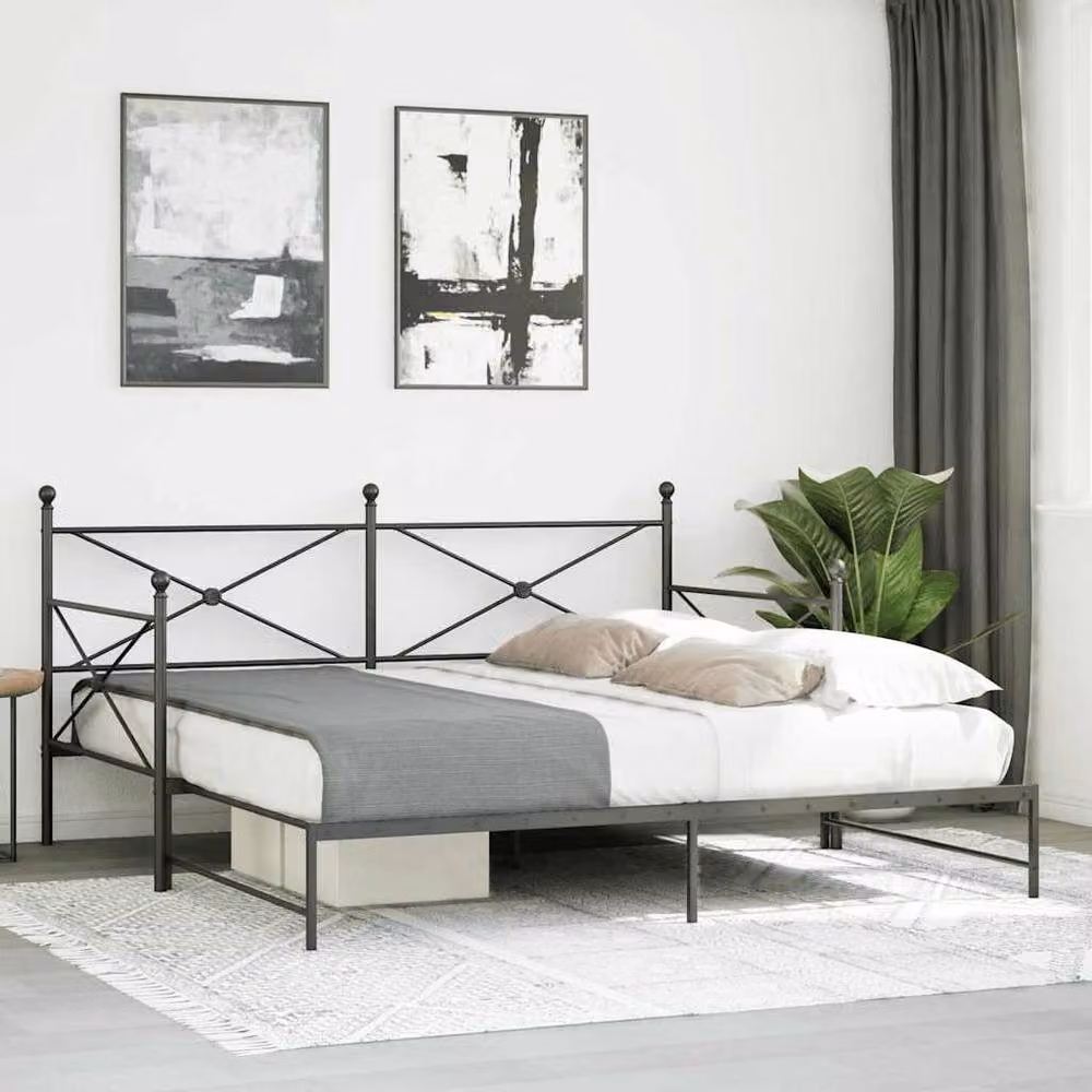 Berkfield Home Metal Daybed with Trundle in Black, W/D/H: 100 x 200 cm – 2