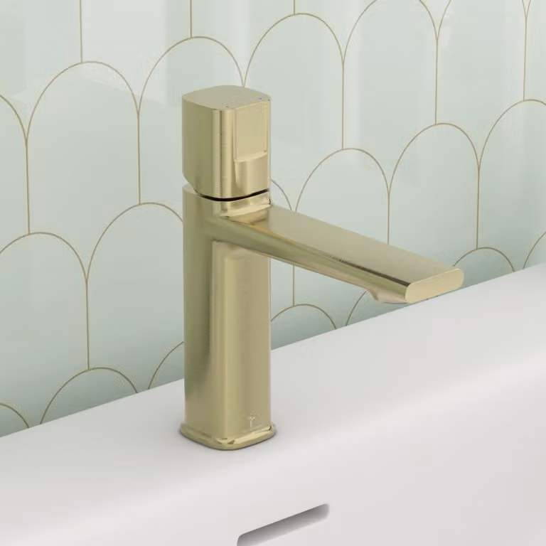 Royal Bathrooms Spin Mono Basin Mixer Tap in Gold Brass Single Lever Design
