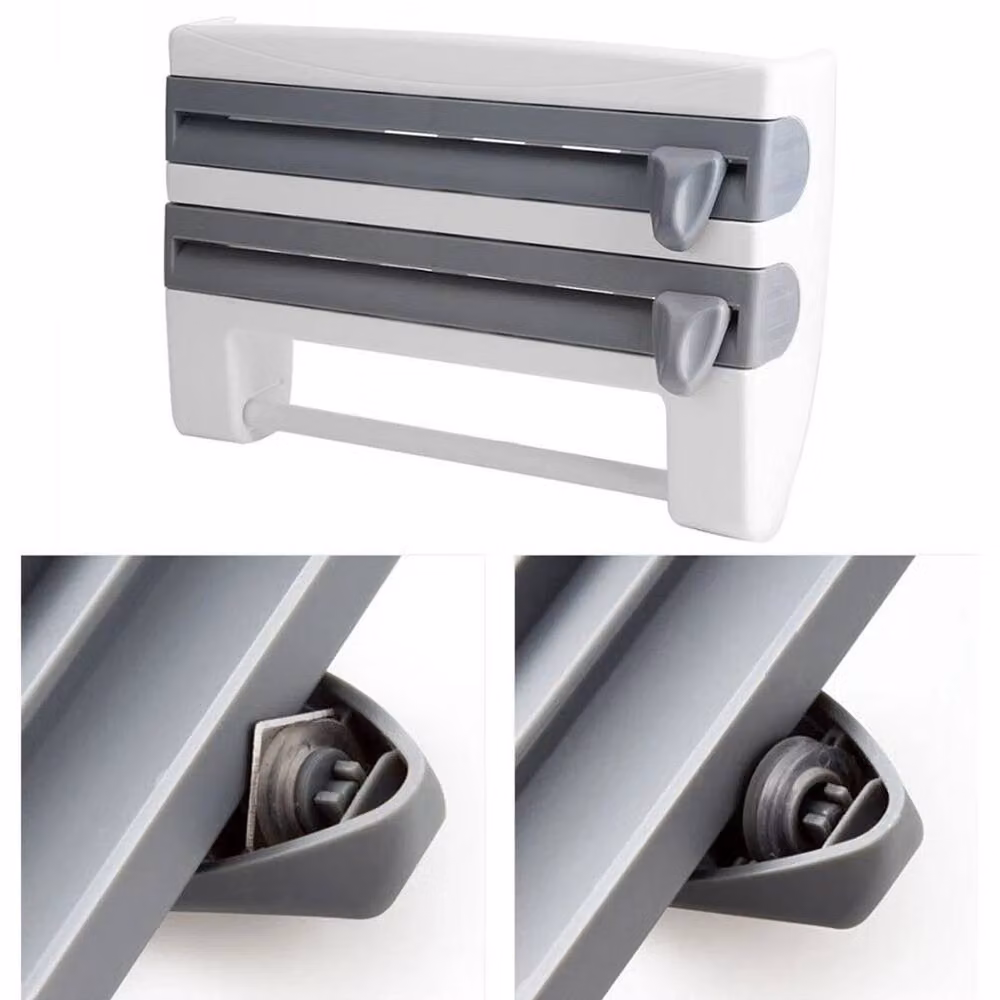 PAWNORA 4 in 1 Wall Mounted Kitchen Roll, Cling Film and Foil Dispenser in Grey – 2