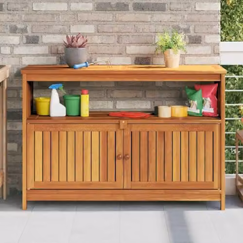 vidaXL Rustic Acacia Wood Garden Console Table, Brown, W/D/H: 110 x 35 x 75 cm – 2