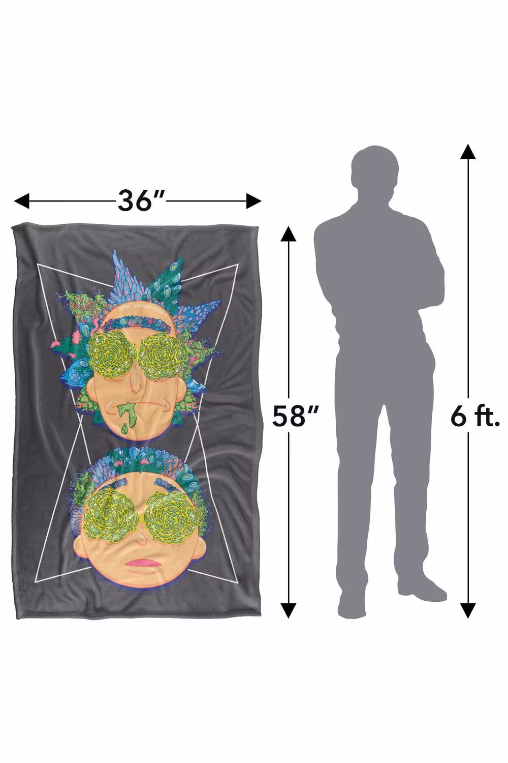 LOGOVISION Rick and Morty Portal Eyes Super Soft Silky Touch Fleece Throw Blanket, Multicolour, W: 127 cm x L: 152.4 cm – 7