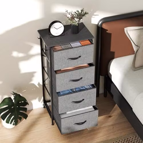 HOMCOM Modern Fabric Chest of Drawers for Bedroom in Grey – 6