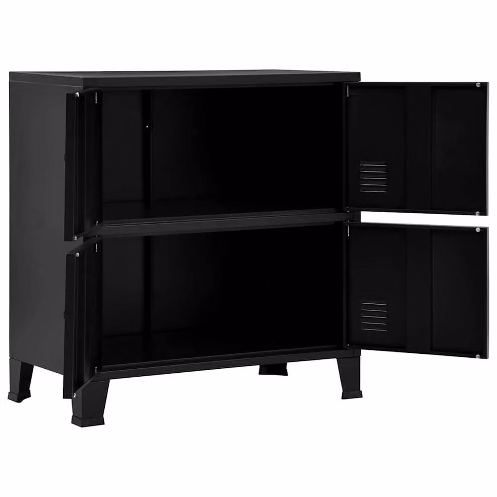 Berkfield Home Industrial Metal Storage Chest in Matt Black, W/D/H: 75 x 40 x 80 cm – 3