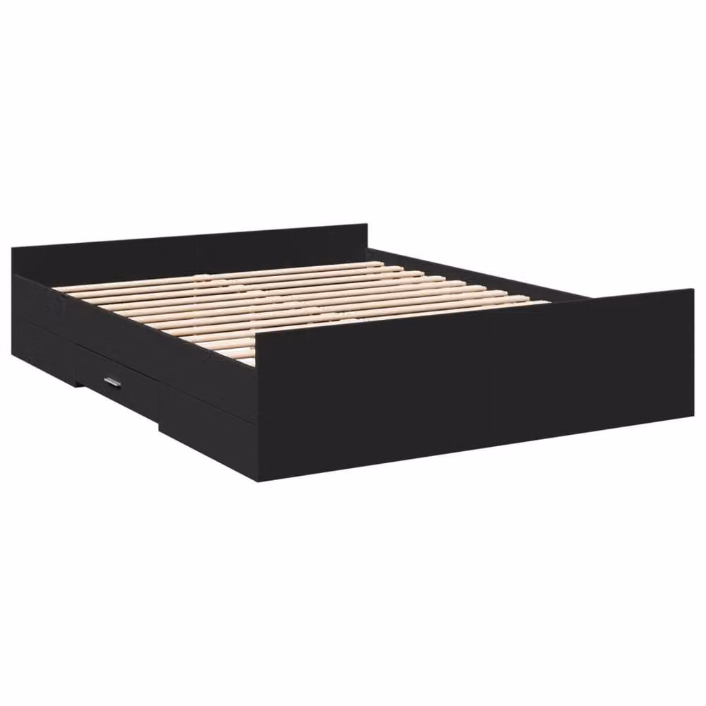Berkfield Home King Size Bed Frame with Drawers in Black, 150 x 200 cm – 3
