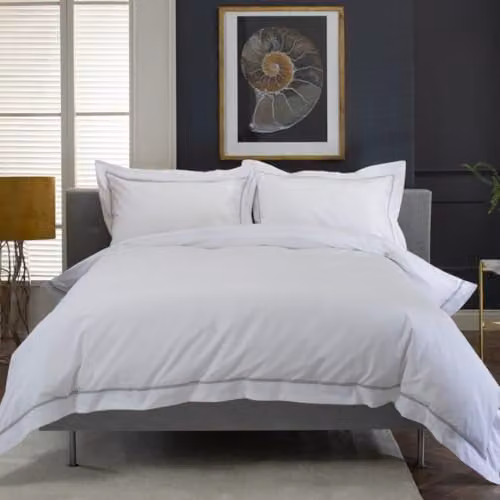 The Lyndon Company Hampstead 200 Thread Count 100% Cotton Duvet Cover and Pillowcase Set in Silver, Single (90 x 200 cm) – 4