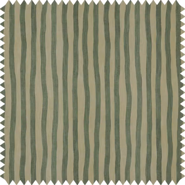 House of Hackney Artist's Stripe Organic Cotton Linen Fabric in Opal Green