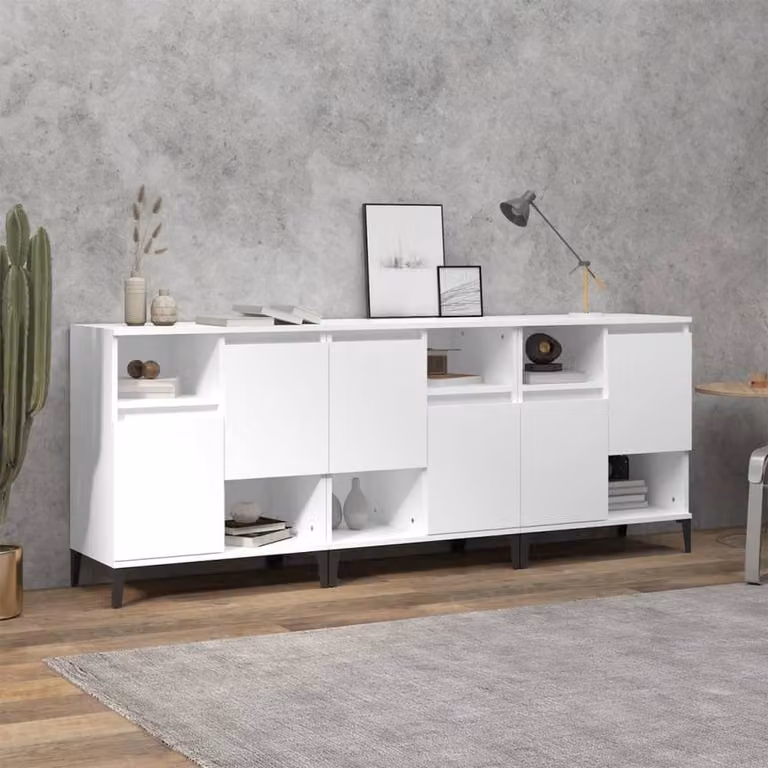 Berkfield Home Set of 3 Modern White Sideboards in Matt Engineered Wood, W/D/H: 60 x 35 x 70 cm