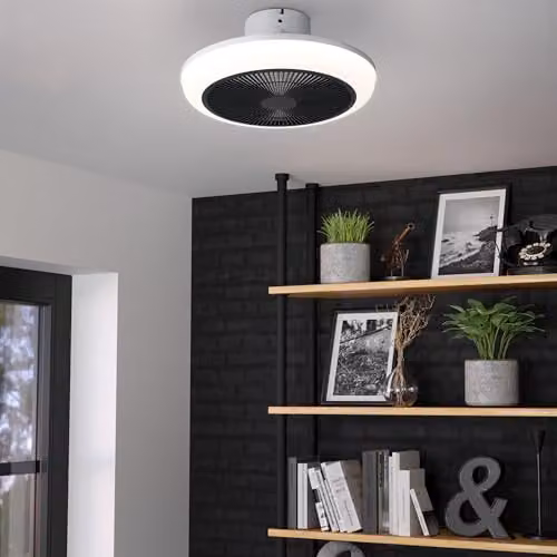 Eglo Sayulita Integrated LED Ceiling Fan in White and Black – 1