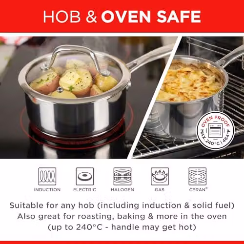 Kuhn Rikon Stainless Steel Saucepan with Glass Lid, Silver, 3.1 l – 4