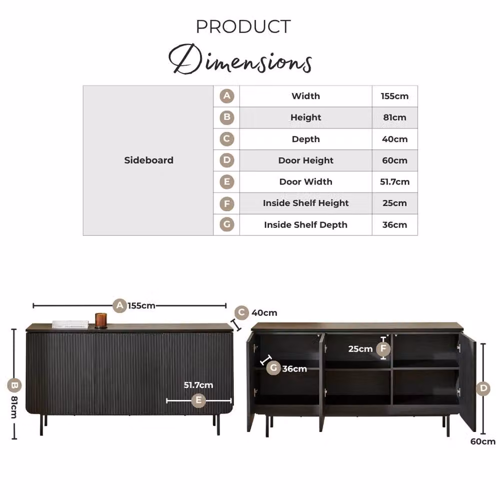 FurnitureboxUK Penrose 3 Door Large Oak Wood Sideboard in Light Brown – 3