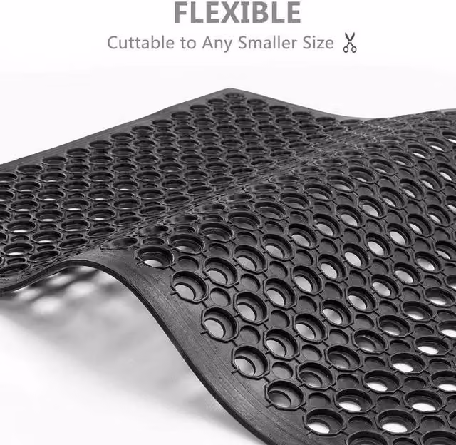 VOGREX Heavy Duty Anti Slip Rubber Ring Entrance Mat, Black, W: 150 cm, D: 90 cm – 1