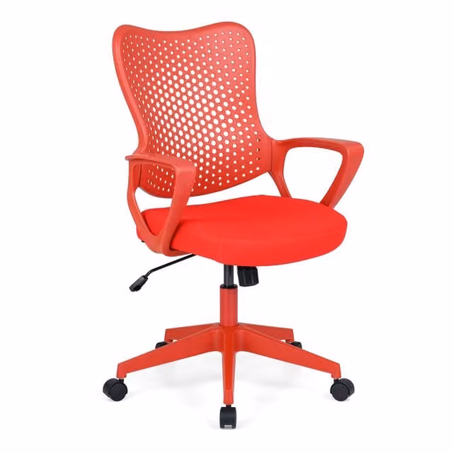Costway Ergonomic Swivel Office Chair with Armrests in Red