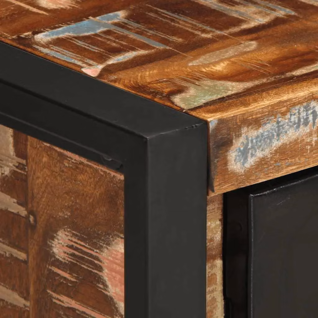 Berkfield Home Multicolour Reclaimed Mango Wood Bedside Cabinet, W/D/H: 40 x 30 x 51 cm – 4