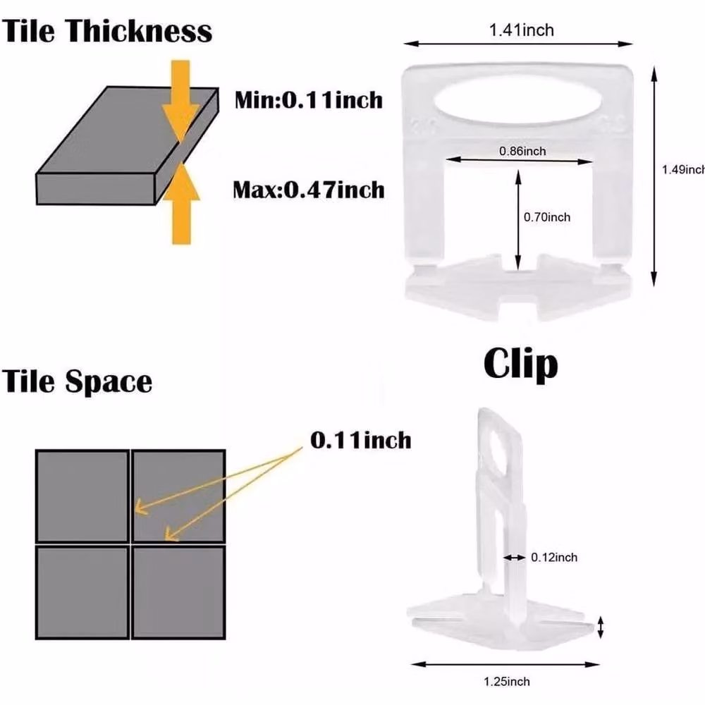 EONLION 201-Piece Tile Levelling Kit with Reusable Spacer Wedges and Clips in Yellow – 1