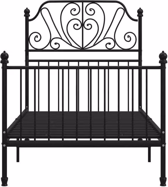 Berkfield Home Black Metal Bed Frame W/D/H: 90 x 200 x 124 cm