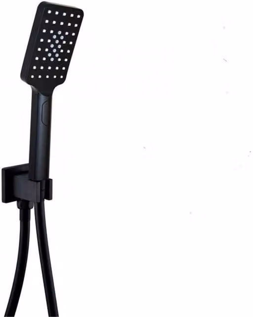Clifton Shower Square Outlet Elbow with Wall Bracket and Handset, Matt Black
