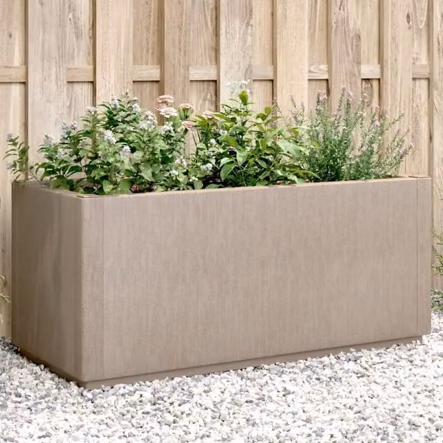 Berkfield Home Brown Plastic Garden Planter Tub W: 80 cm, D: 36 cm, H: 35 cm – 1
