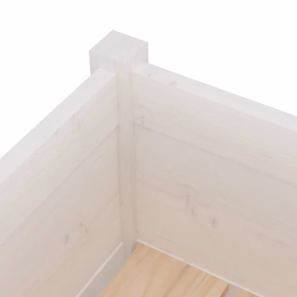 Berkfield Home Garden White Solid Pinewood Planter Tub, 2 Pack, H 70 cm x W 31 cm x D 70 cm – 3