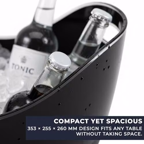 Chabrias Ltd 10 Pack Black Acrylic Ice Buckets with Carry Handles, 8L, W: 35 cm, D: 26 cm, H: 27 cm – 6