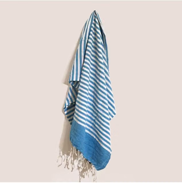 KDMD Sky Blue Cotton Pario Throw Handcrafted Indian Beach Towel and Wrap