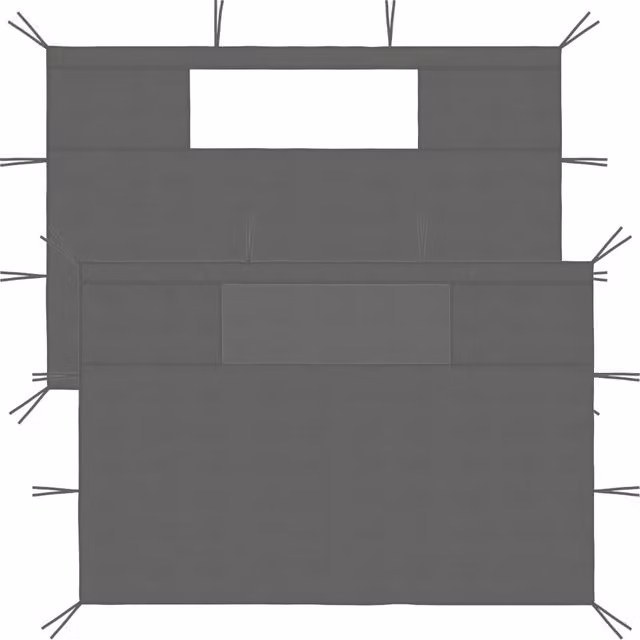 Berkfield Home Gazebo Sidewalls with Windows, 2 Piece Set, Anthracite and Black, PVC-Coated