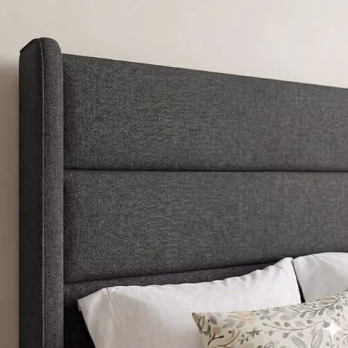 OAT Home Wilmslow Ottoman Storage Upholstered Bed Frame with Winged Headboard, Anthracite Grey, W/D/H: 140 x 200 x 129 cm – 4