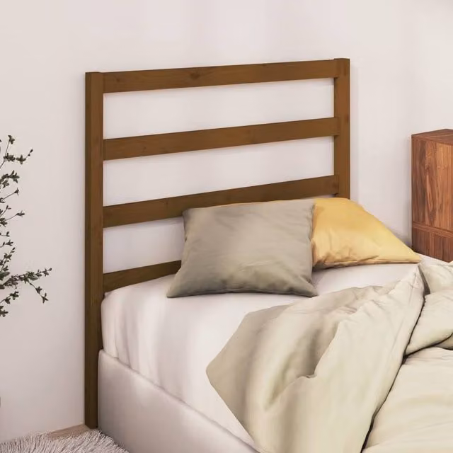 Berkfield Home Beautiful Bed Headboard in Honey Brown Solid Wood Pine, W: 106 cm, D: 4 cm, H: 100 cm