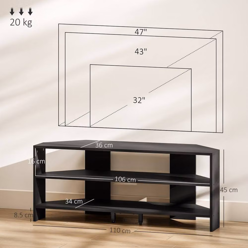 KORVIXA Minimalist Black Matt TV Unit with Media Compartments – 2