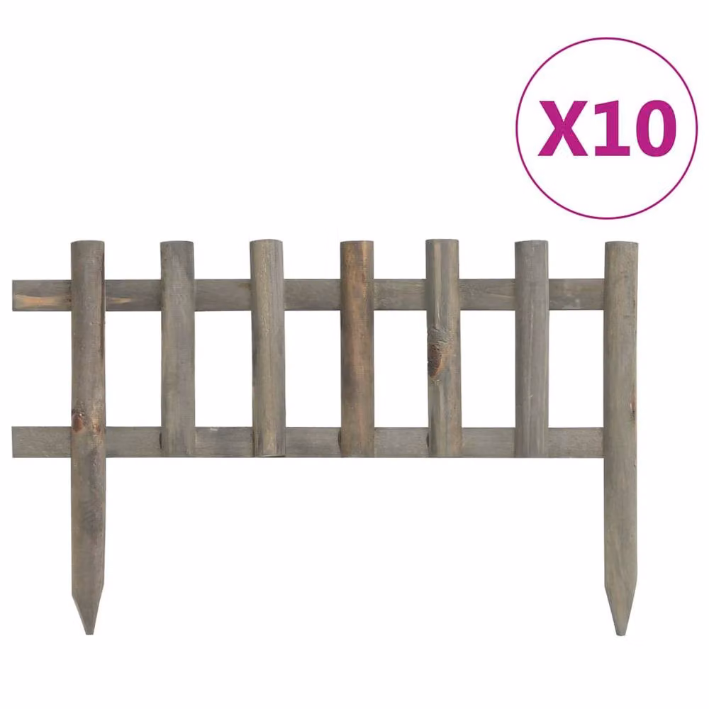 Berkfield Home Firwood Lawn Edgings, 10 Pieces, Grey, 4.4 m – 2