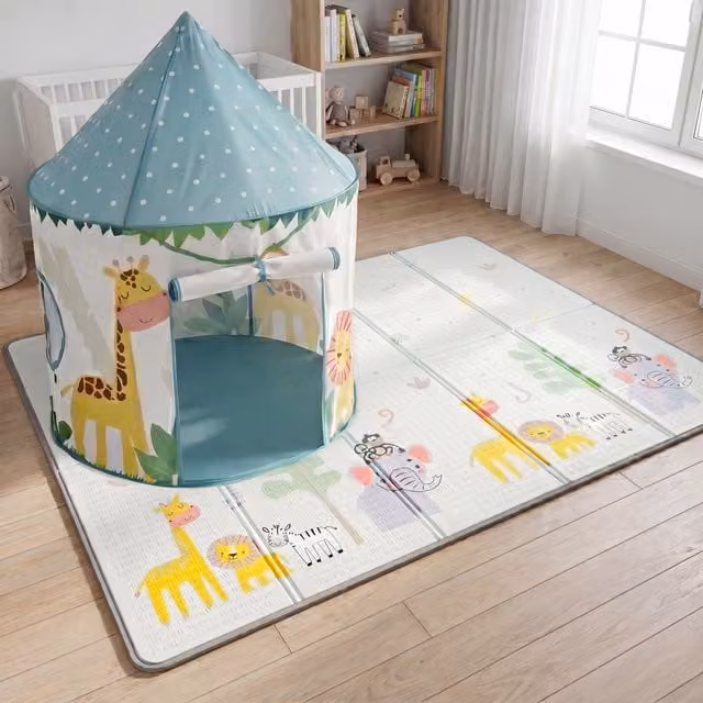 Liberty House Toys Kids Jungle Play Tent and Sensory Play Mat Set in Multicolour and Green