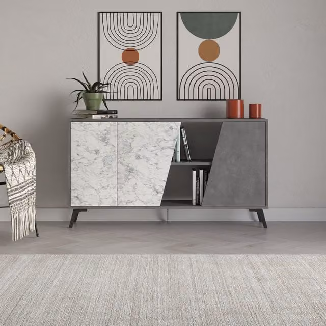 Decortie Fiona Sideboard Display Unit 150 in Retro Grey