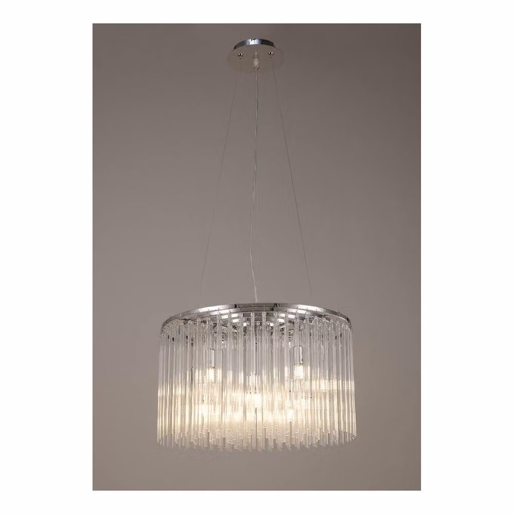 Netlighting Zanthe Round 10 Light Ceiling Pendant in Polished Chrome and Grey Glass – 2