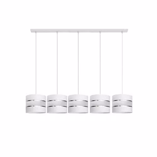 Netlighting Helam Helen Straight Bar Pendant Ceiling Light in White and Silver, 115 cm
