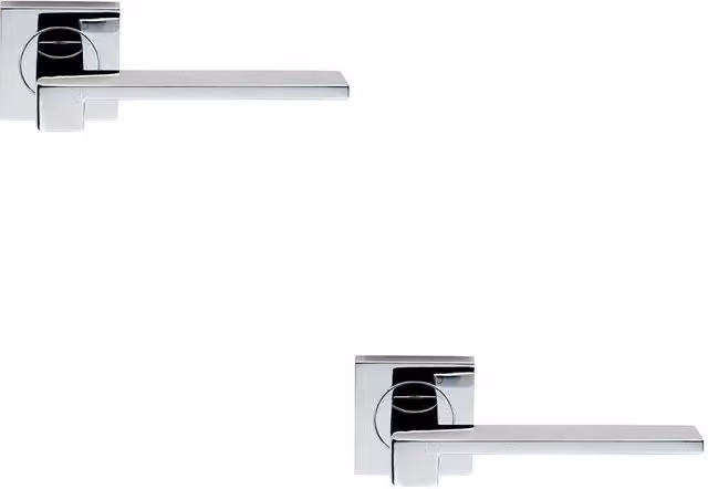 Loops 2x Pair Flat Squared Bar Handles on Square Rose with Concealed Fixings in Polished Chrome