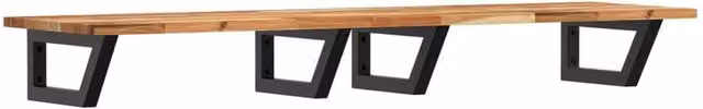 Berkfield Home Wall Mounted Basin Shelf in Brown Steel and Solid Acacia Wood