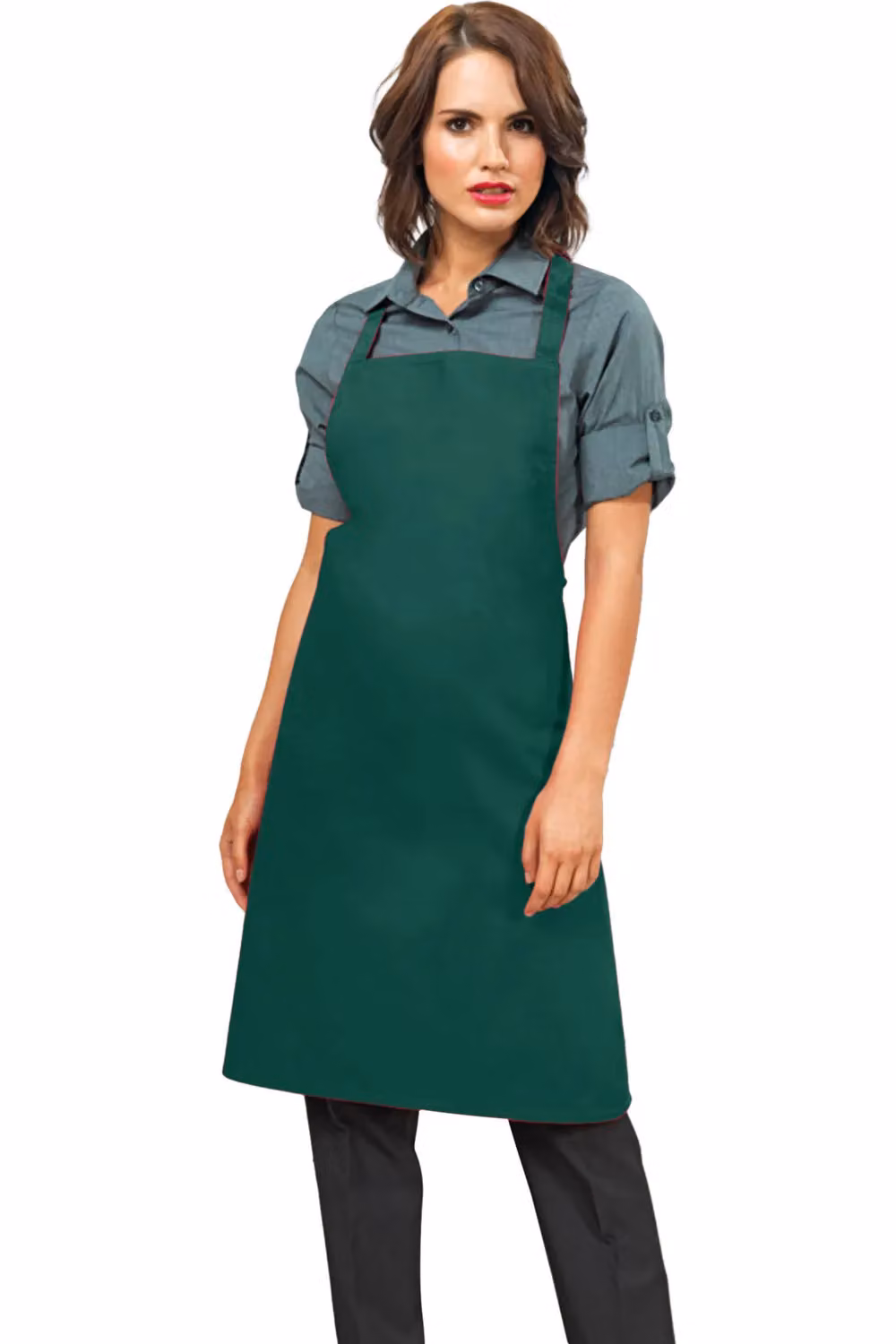 Premier Slim Cotton Workwear Apron without Pocket in Green – 2