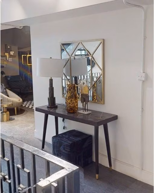 Orsina Descartes Geometric Metal Frame Square Wall Mirror in Gold