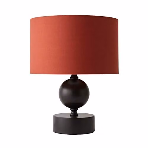 ValueLights Anthony Candlestick Table Lamp with Rust Drum Fabric Shade and Bulb, Brown – 2